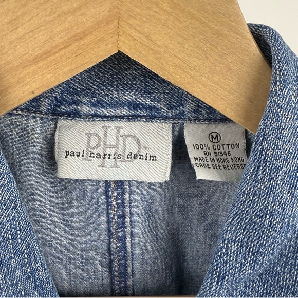 Vintage 90s Paul Harris Denim Women’s Medium Sleeveless Button-Up Jean Vest - Picture 3 of 5